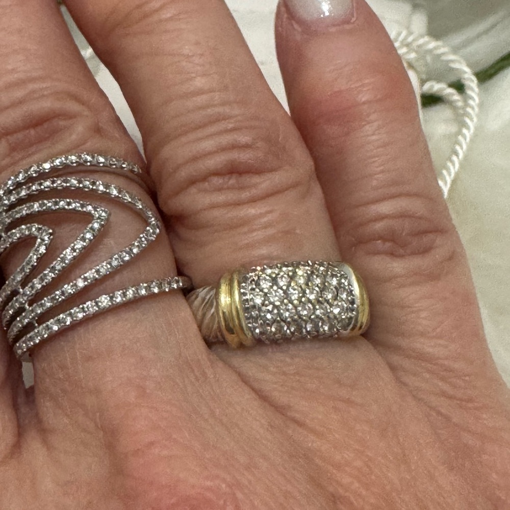 David Yurman .925 18K Diamond Metro Cable Ring